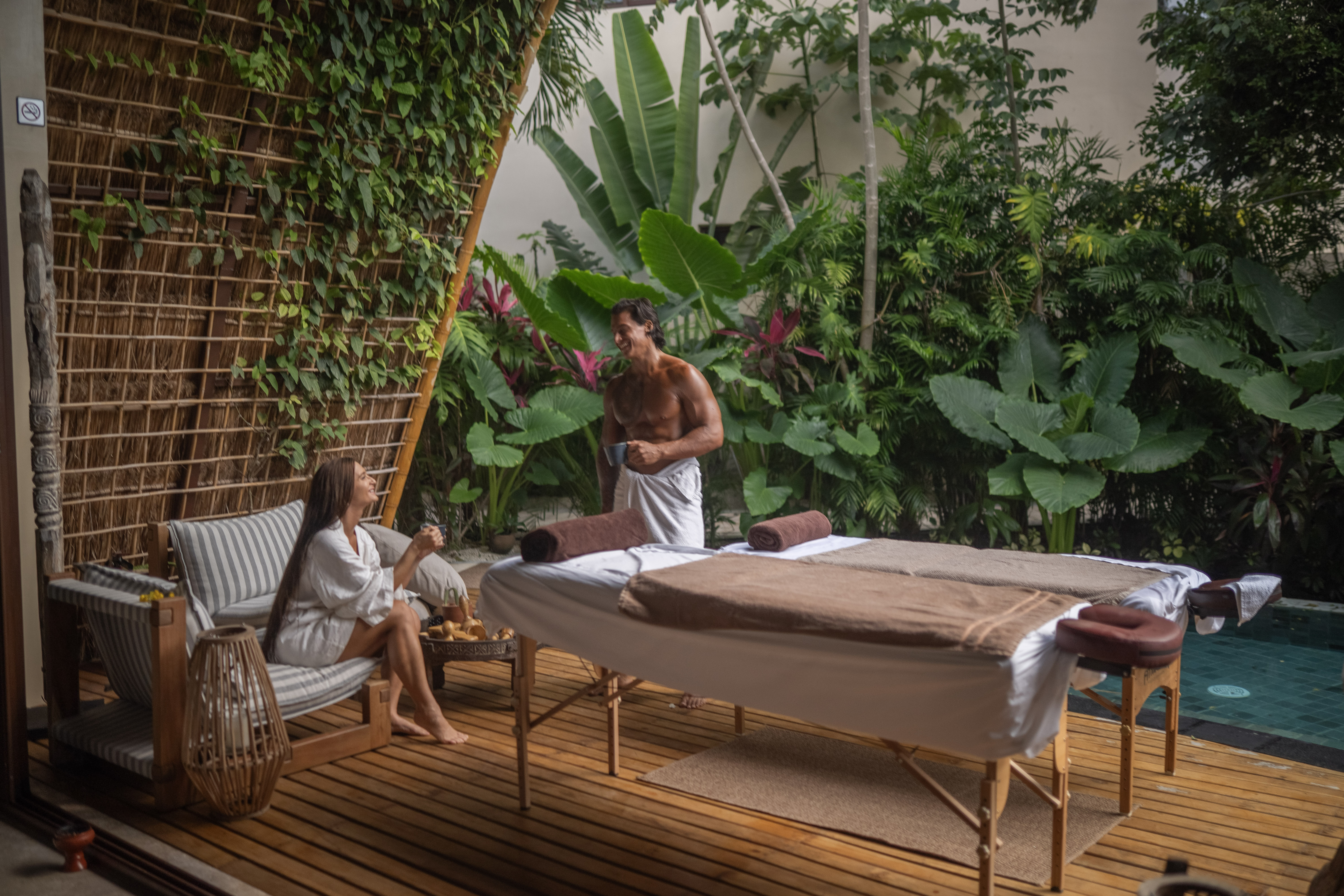 Open-air massage setting in Tulum jungle